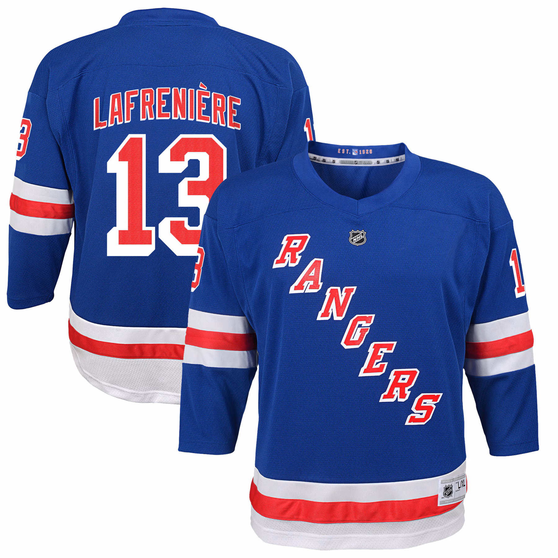 Youth New York Rangers Alexis Lafreniere #13 Blue Home Replica Player Jersey