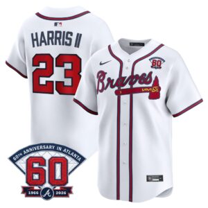 Michael Harris II #23 Atlanta Braves 60th Patch Home Limited Player Jersey - White