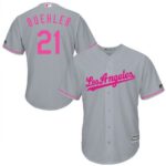 Men's Majestic Los Angeles Dodgers #21 Walker Buehler Gray Cool Base Mother's Day Jersey