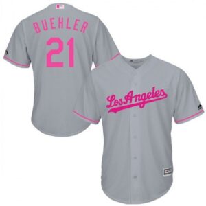 Men's Majestic Los Angeles Dodgers #21 Walker Buehler Gray Cool Base Mother's Day Jersey