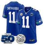 Smith-Njigba #11 Seattle Seahawks Super Bowl 50th Patch Vapor Limited Game Jersey - All Stitched