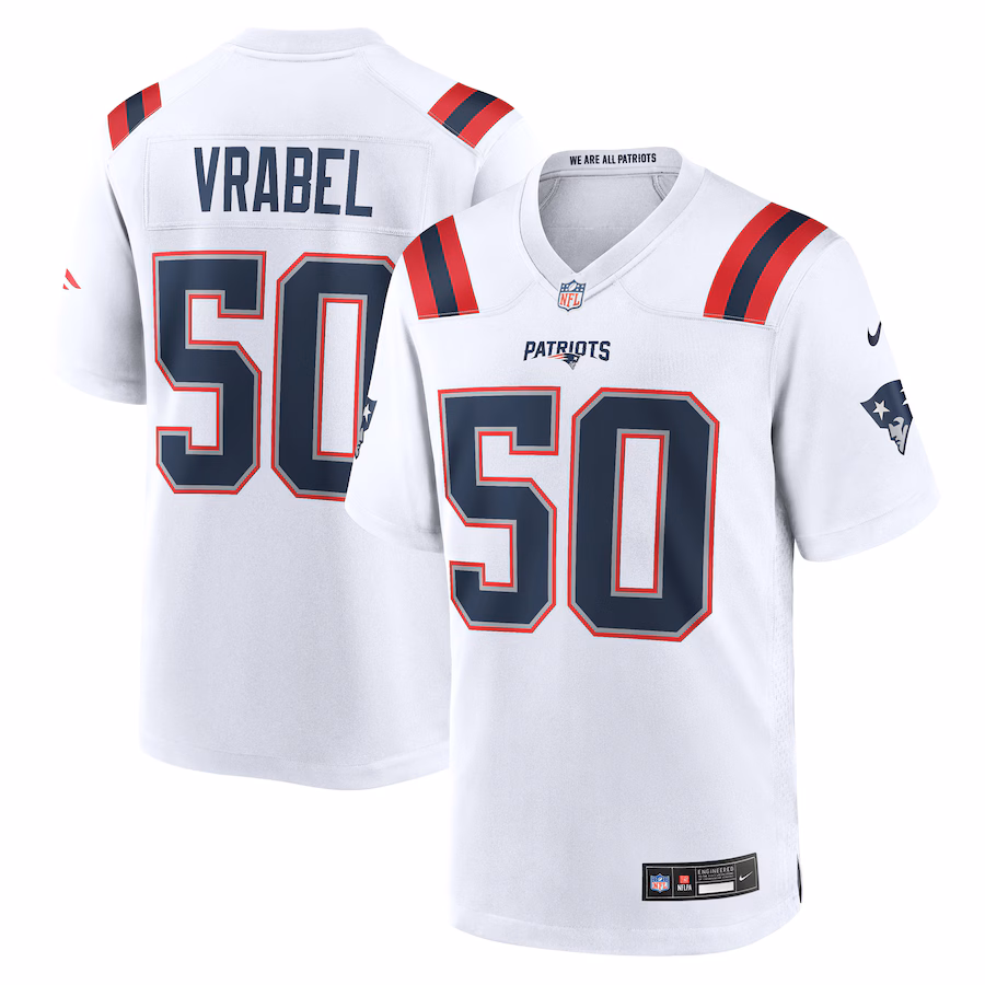 Men's New England Patriots #50 Mike Vrabel White Retired Player Game Jersey