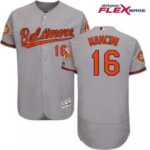 Men's Baltimore Orioles #16 Trey Mancini Gray Road 25th Patch Flex Base Jersey
