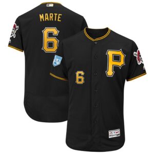 Men's Pittsburgh Pirates #6 Starling Marte Majestic Black 2019 Spring Training Flex Base Player Jersey