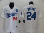 Men's Los Angeles Dodgers #24 Kobe Bryant White KB Patch Stitched Cool Base  Jersey