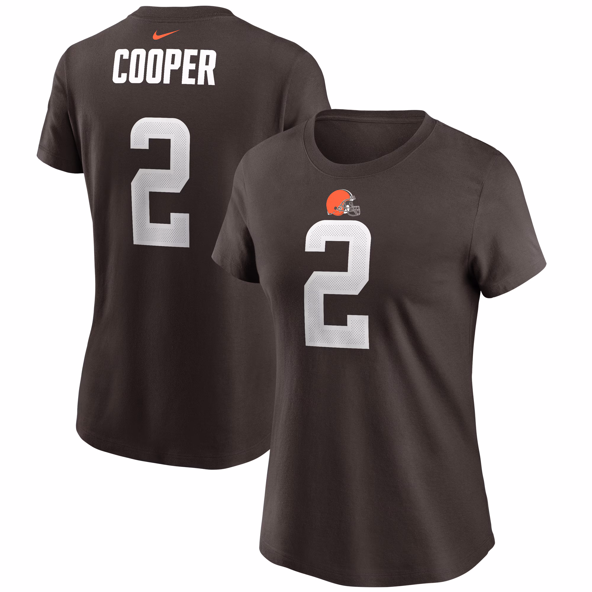 Women's Amari Cooper Brown Cleveland Browns Player Name & Number T-Shirt