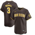 Men's San Diego Padres #3 Jackson Merrill  Brown Away Limited Jersey
