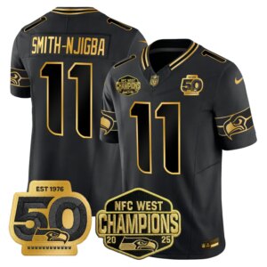 Smith-Njigba #11  Seattle Seahawks SEA 2026 NFC West Champions Limited Jersey - 50th Season Patch - All Stitched