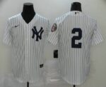 Men's New York Yankees #2 Derek Jeter White No Name 2020 Hall of Fame Patch Stitched Cool Base  Jersey