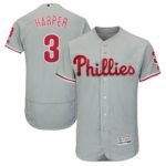 Men's Philadelphia Phillies #3 Bryce Harper Majestic Road Flexbase Collection Player Gray Jersey