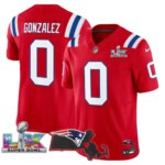Christian Gonzalez #0 New England Patriots Super Bowl LX Patch Vapor Limited Game Jersey - All Stitched