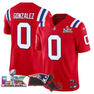 Christian Gonzalez #0 New England Patriots Super Bowl LX Patch Vapor Limited Game Jersey - All Stitched