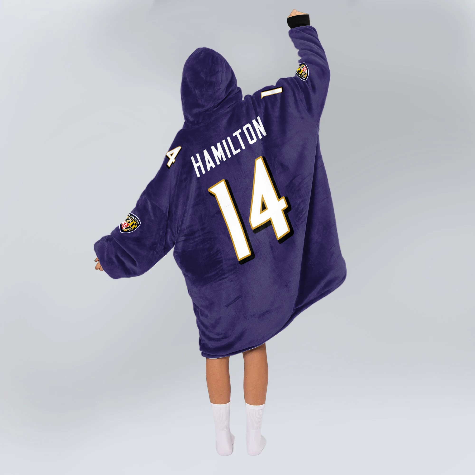 Adult 14 Baltimore Football Unisex Blanket Hoodie - Image 7