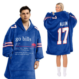 Adult 17 Buffalo Football Unisex Blanket Hoodie