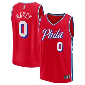 Tyrese Maxey Philadelphia 76ers  Fast Break Replica Player Jersey - Statement Edition - Red