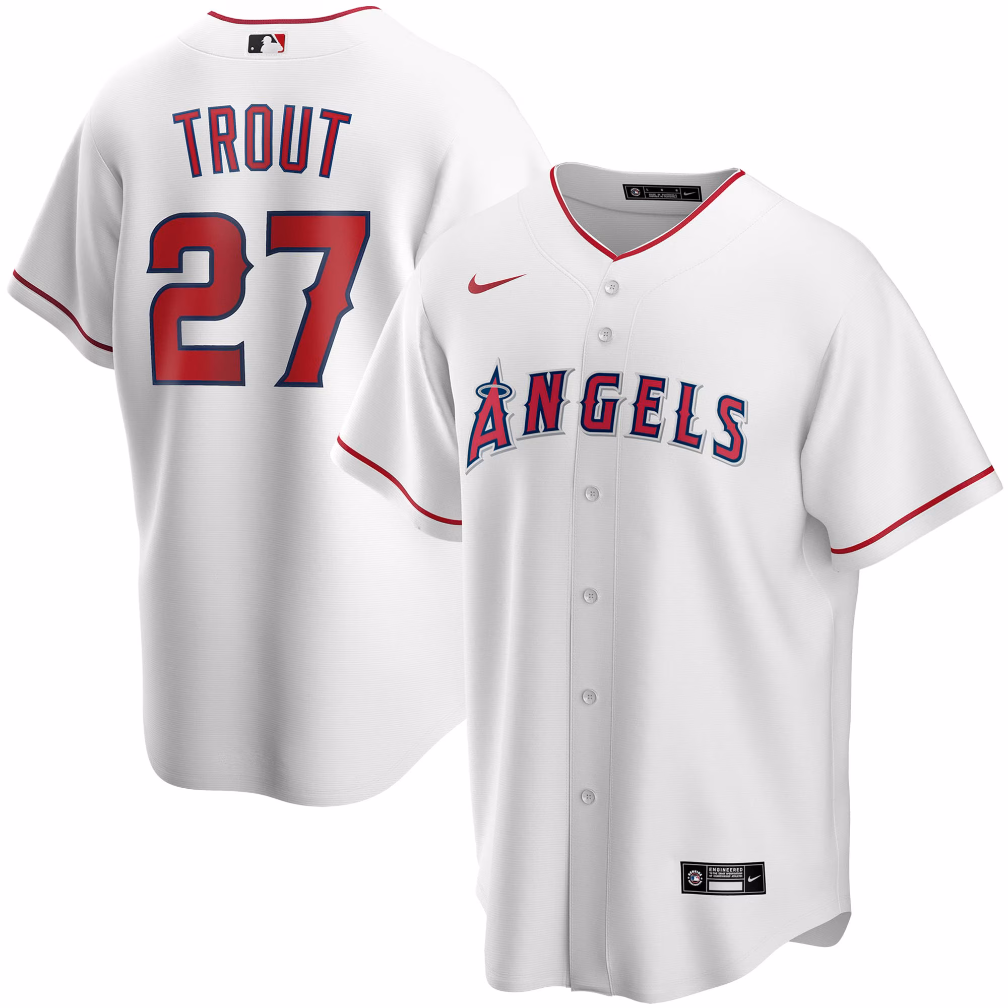 Youth Los Angeles Angels Mike Trout #27 White Alternate Replica Player Jersey