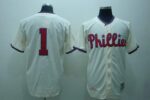 Mitchell And Ness Philadelphia Phillies #1 Richie Ashburn Stitched Cream Throwback Jersey