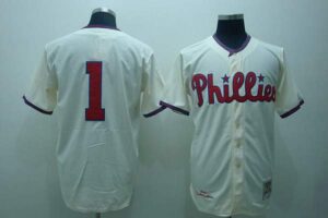 Mitchell And Ness Philadelphia Phillies #1 Richie Ashburn Stitched Cream Throwback Jersey