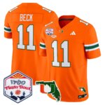 Carson Beck #11 Miami Hurricanes MIA 2026 The Fiesta Bowl & Florida Patch Vapor Limited Jersey - All Stitched