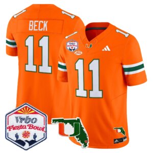 Carson Beck #11 Miami Hurricanes MIA 2026 The Fiesta Bowl & Florida Patch Vapor Limited Jersey - All Stitched