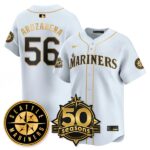 Randy Arozarena #56 Seattle Mariners 50th Anniversary & AL West Vapor Premier Limited Jersey - White Gold