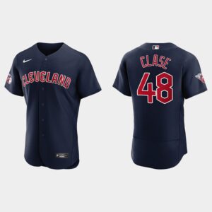 Men's Cleveland Guardians #48 Emmanuel Clase Flex Base Jersey - Navy