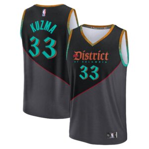Unisex Washington Wizards Kyle Kuzma  Black 2023/24 Fast Break Jersey - City Edition