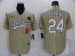 Men's  Los Angeles Dodgers #8 #24 Kobe Bryant Cream Stitched Cool Base Jersey