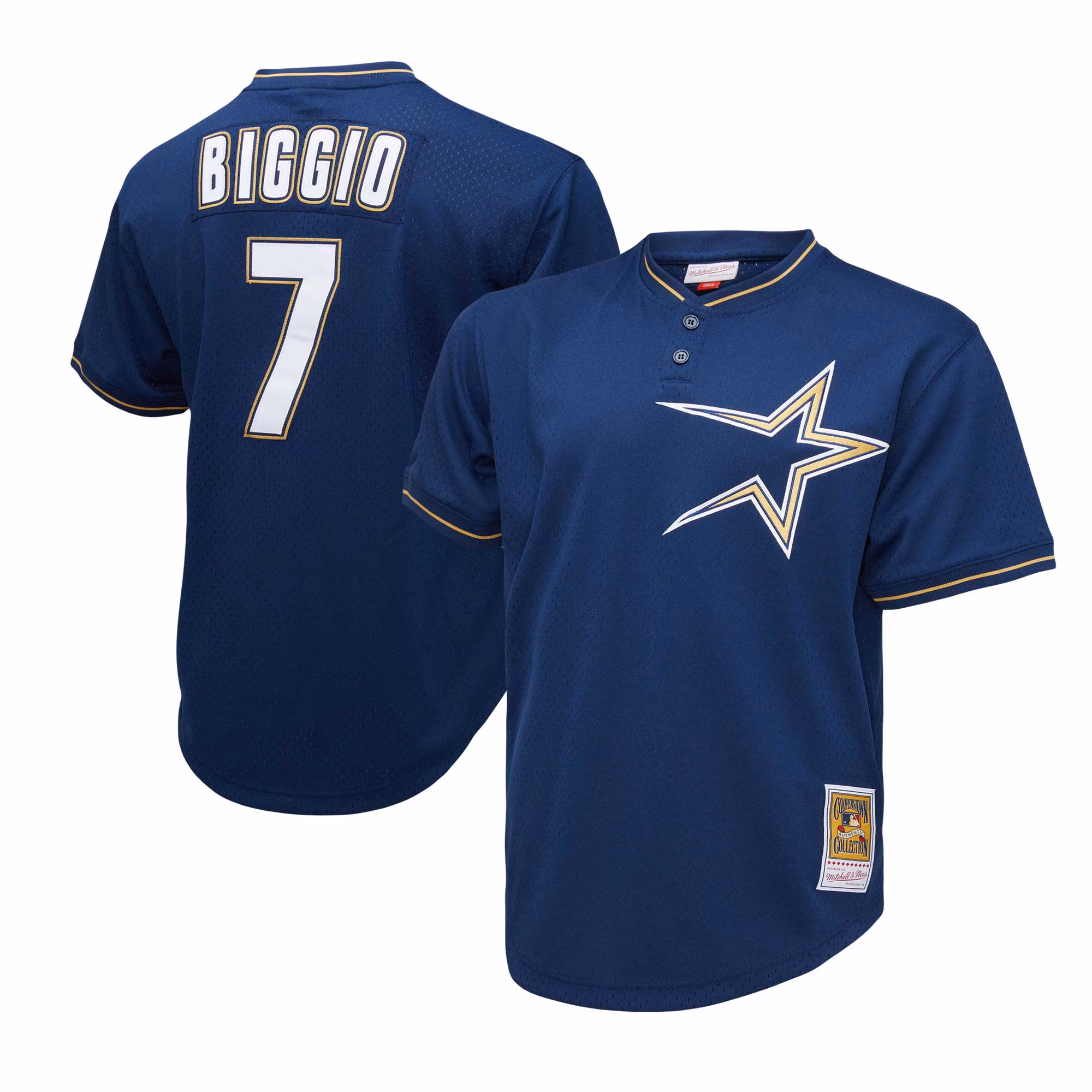 Houston Astros Craig Biggio #7 Mitchell & Ness Navy 1991 Cooperstown Collection Mesh Pullover Jersey