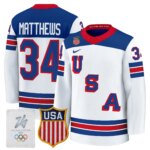 Auston Matthews #34 2026 USA Olympic Premium Hockey Jersey -White