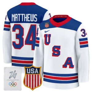 Auston Matthews #34 2026 USA Olympic Premium Hockey Jersey -White