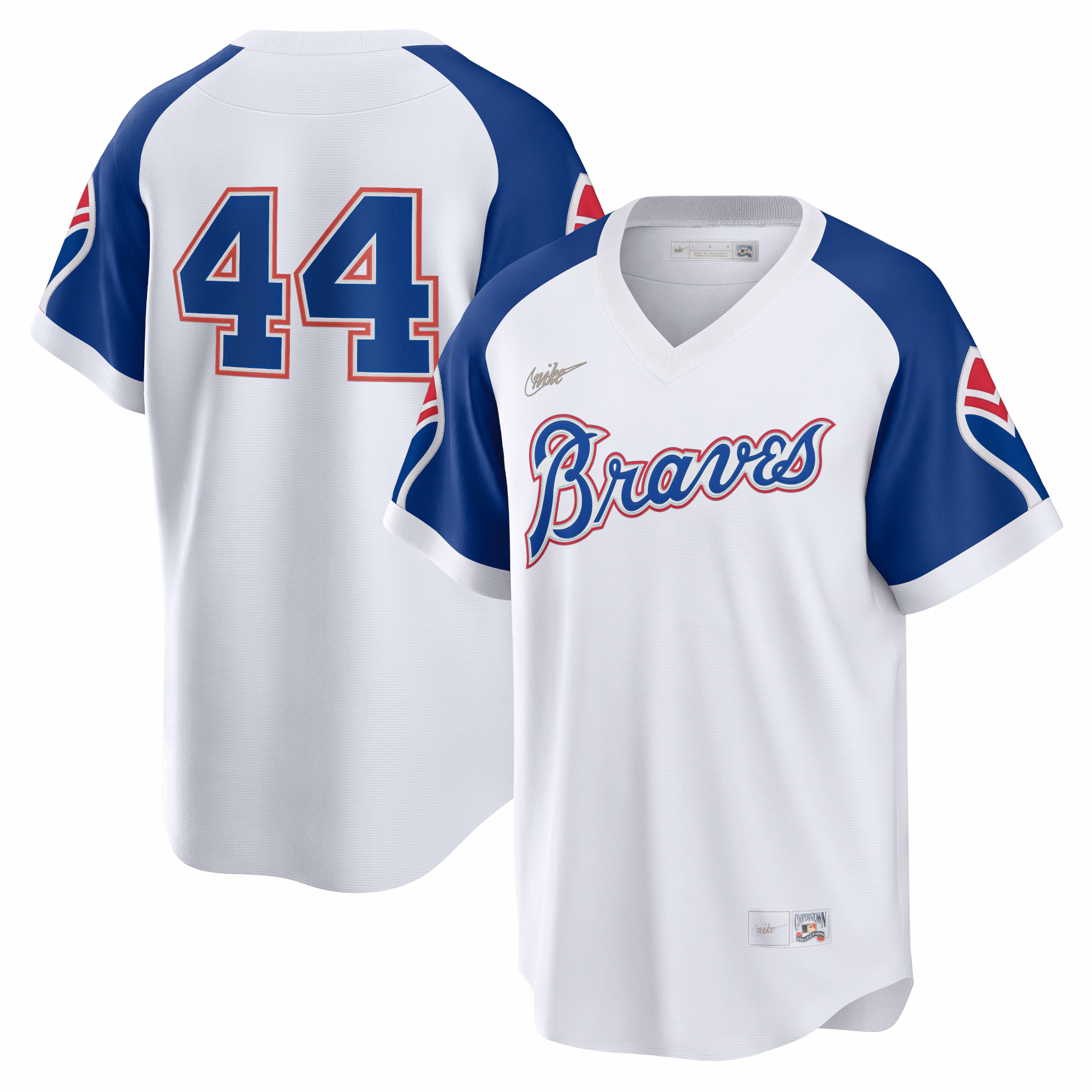 Atlanta Braves Hank Aaron #44 White Home Cooperstown Collection Player Jersey