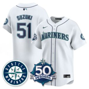 Ichiro Suzuki #51 Seattle Mariners 50th Anniversary & AL West Vapor Premier Limited Jersey - White