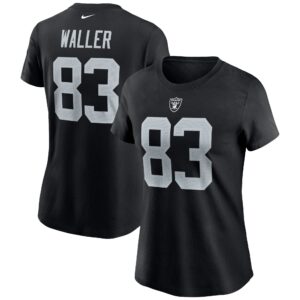 Women's Darren Waller Black Las Vegas Raiders Name & Number T-Shirt