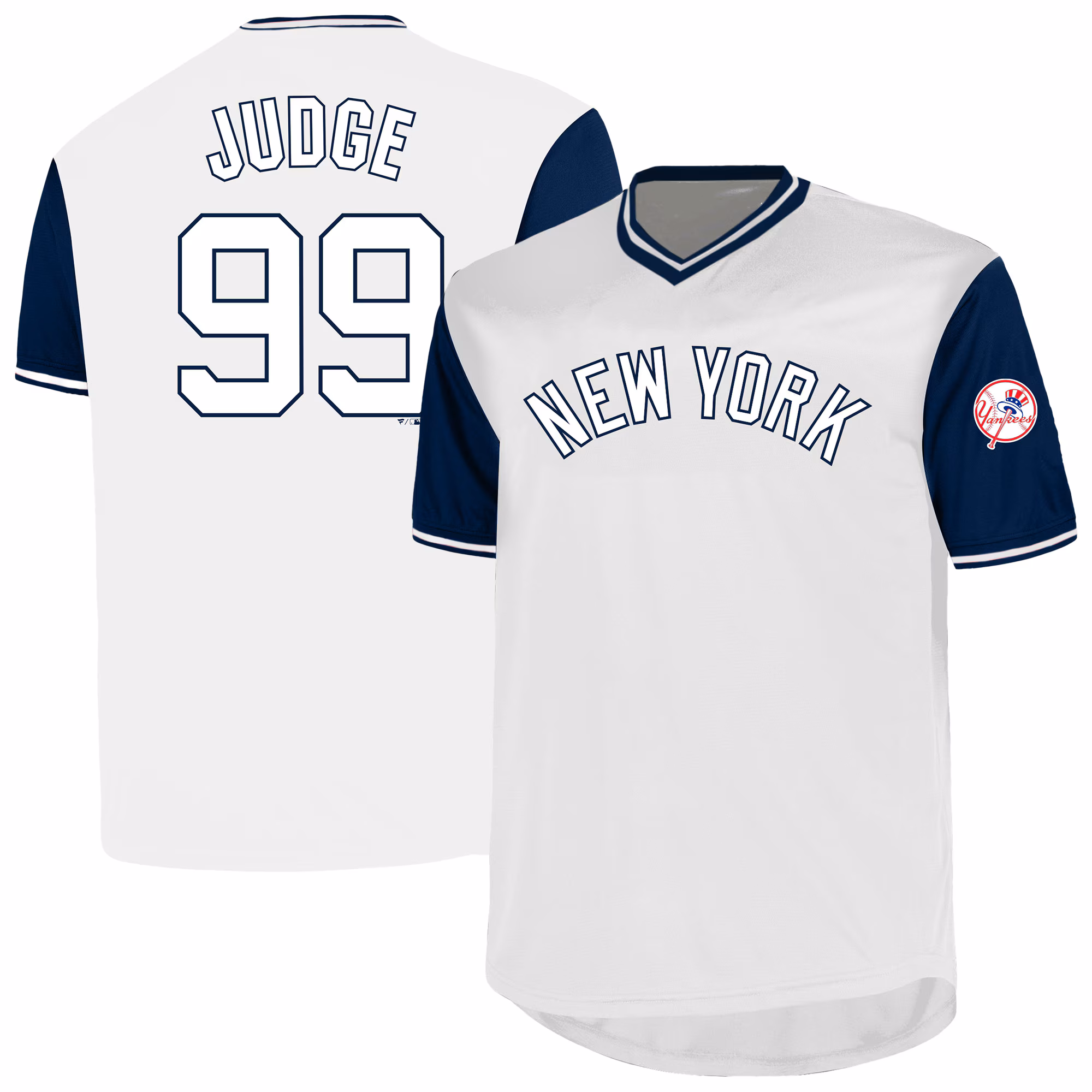 New York Yankees Aaron Judge #99 Profile White Big & Tall Name & Number Birdeye V-Neck T-Shirt