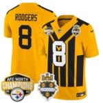 Aaron Rodgers #8 Pittsburgh Steelers 2025 AFC North Division Champions Vapor Limited Jersey - All Stitched
