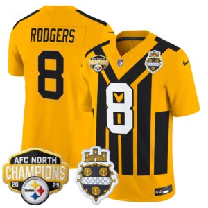 Aaron Rodgers #8 Pittsburgh Steelers 2025 AFC North Division Champions Vapor Limited Jersey - All Stitched