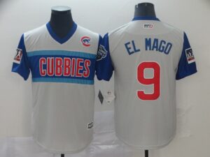Men's Chicago Cubs #9 Javier Baez El Mago Majestic Gray 2019 Little League Classic Player Stitched Jersey