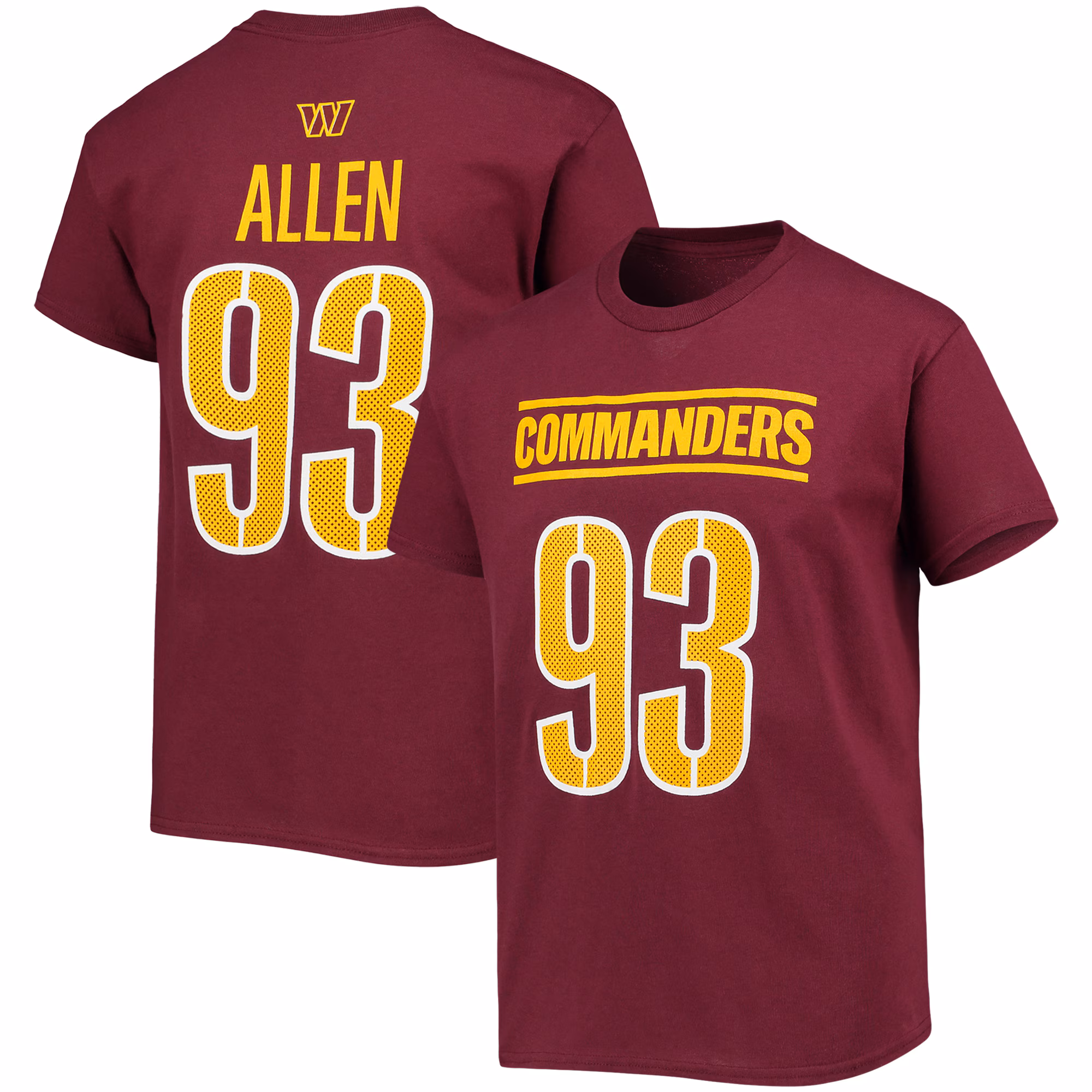 Youth Jonathan Allen Burgundy Washington Commanders Mainliner Player Name & Number T-Shirt