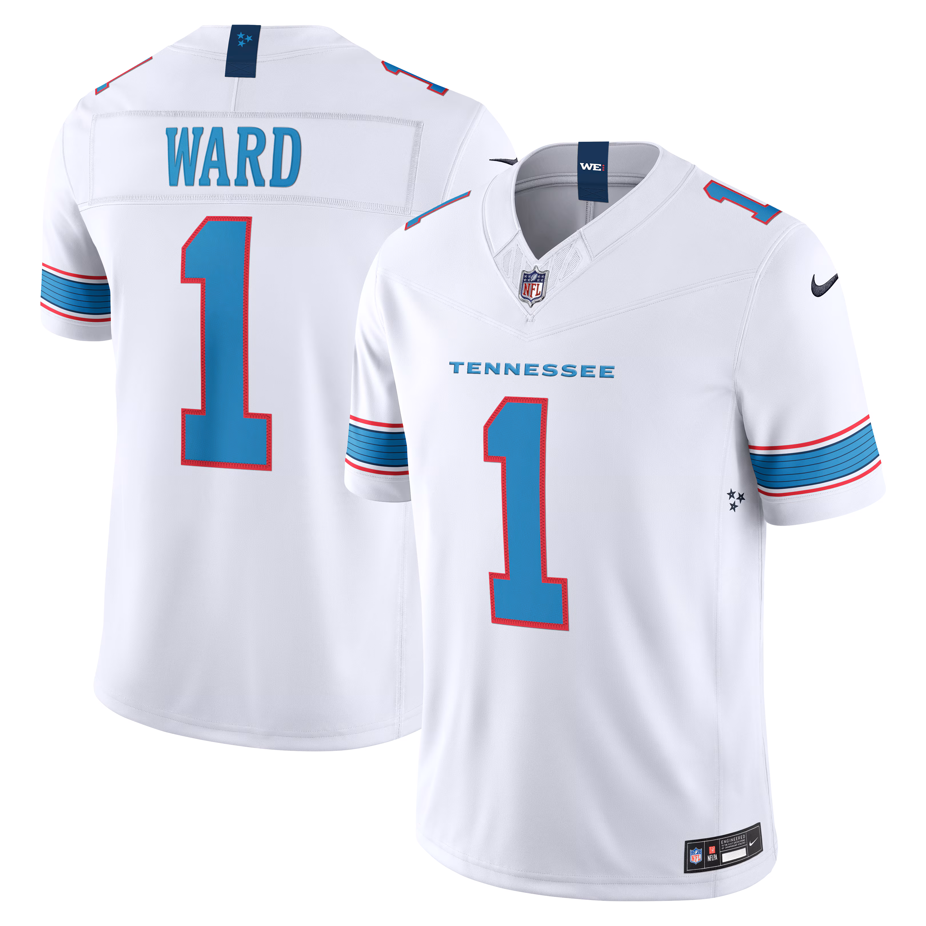 Cameron Ward #1 Tennessee Titans White Vapor F.U.S.E. Sewn Down Limited Jersey