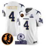 Dak Prescott # 4 Dallas Cowboys Vapor Limited Gold Jersey - John Madden Patch - All Stitched