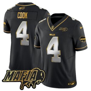 James Cook #4 Buffalo Bills BUF 2024 Bills Mafia Patch Gold Vapor Limited Jersey - All Stitched