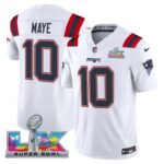 Drake Maye #10 New England Patriots Super 2025 Bowl LX Patch Retired Game Jersey - White