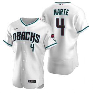 Men's  Arizona Diamondbacks #4 Ketel Marte White Teal 2020 Alternate Jersey