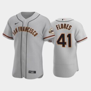 Men's San Francisco Giants #41 Wilmer Flores Flex Base Gray Road Jersey