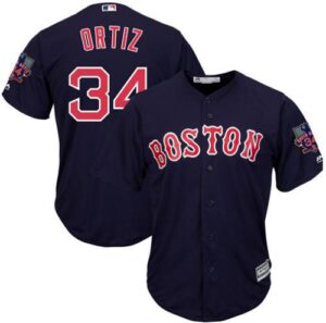 Boston Red Sox #34 David Ortiz Navy Blue New Cool Base with Retirement Patch Stitched Jersey