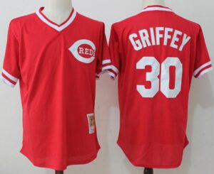 Mitchell And Ness Cincinnati Cincinnati Reds #30 Ken Griffey Red Throwback Stitched Jersey