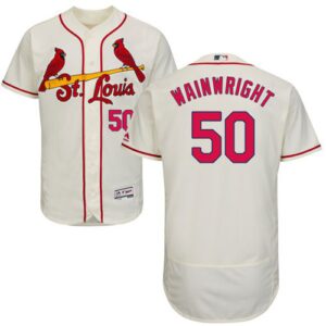 St. Louis Cardinals #50 Adam Wainwright Cream Flexbase Collection Stitched Jersey