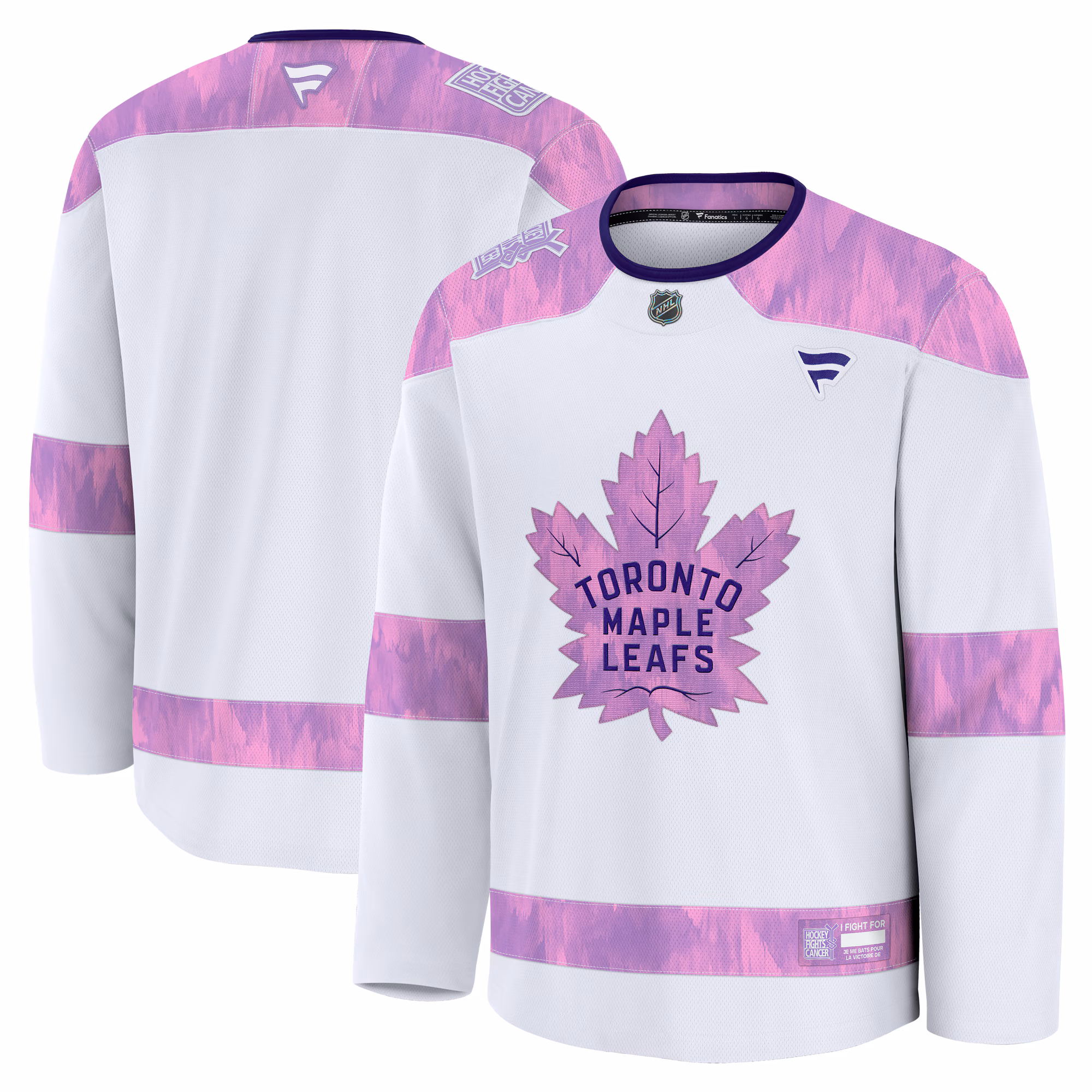 Toronto Maple Leafs  Fanatics White 2024 Hockey Fights Cancer Practice Jersey