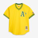 Athletics Rickey Henderson Mitchell & Ness Yellow Authentic Batting Practice Jersey